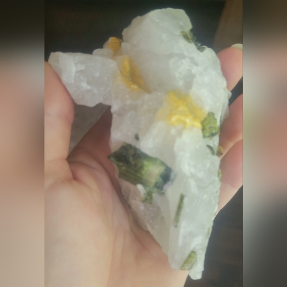 Raw Green Tourmaline in Quartz Crystal - Picture 4 of 10